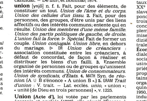 définition du mot union